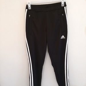 XS ADIDAS ZIP Up Leg Joggers Black White